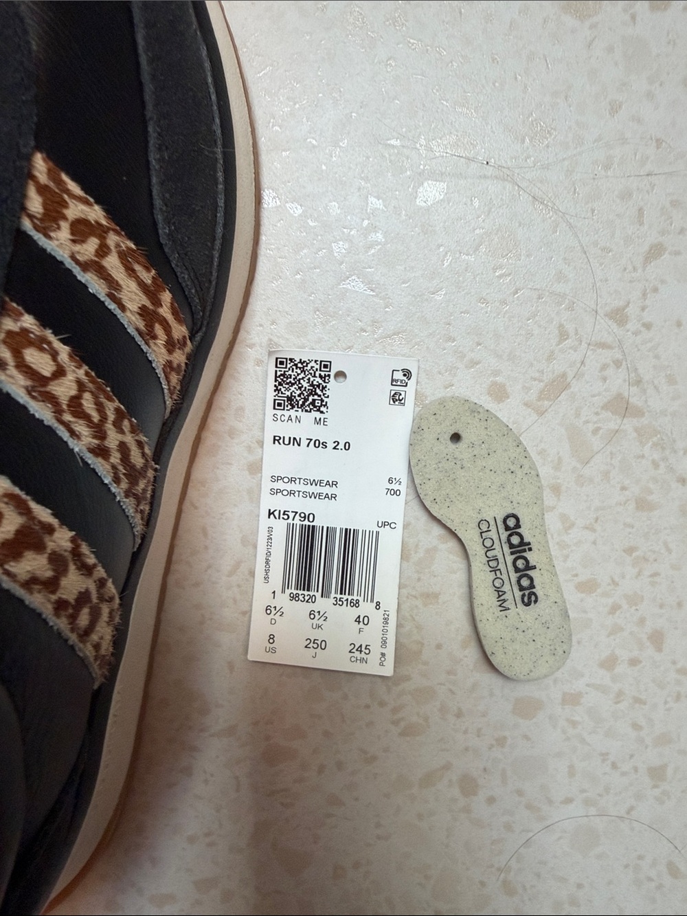 adidas retro comfort Black Sneakers with Leopard Print Stripes (sz8) - Picture 9 of 12